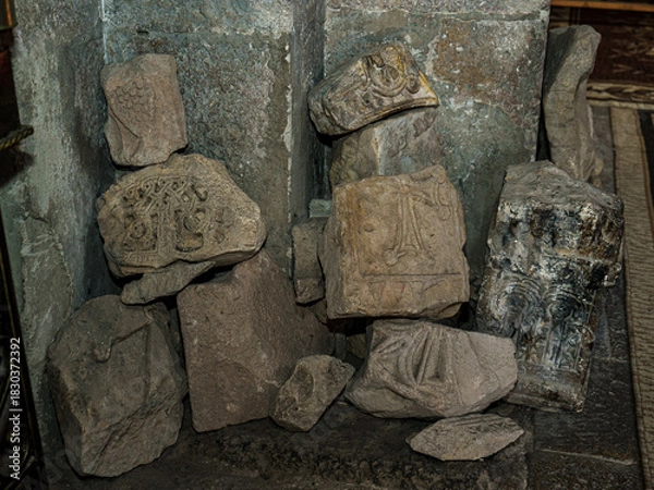 Obraz old stone wall with stone