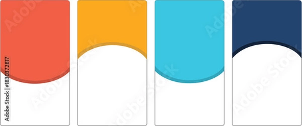 Obraz Colorful vertical banner set flat vector design with rounded corners isolated on white background