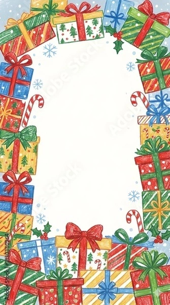 Obraz Christmas illustration theme background frame for artwork