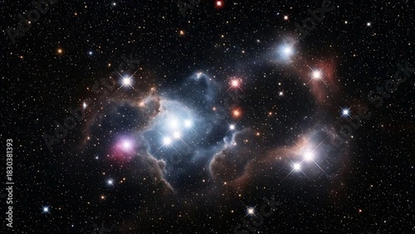 Fototapeta Vibrant Cosmic Nebula with Bright Stars in Deep Space.
