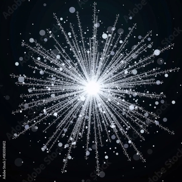 Obraz Abstract starburst explosion of light and particles against a dark background, evoking a sense of cosmic energy and wonder, perfect for digital art and science themes