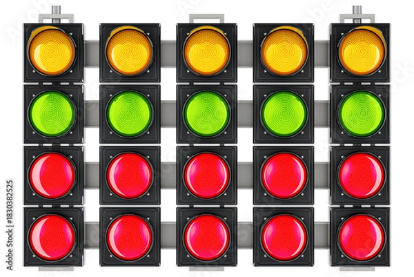 Obraz Start line racing starting lights system, transparent background