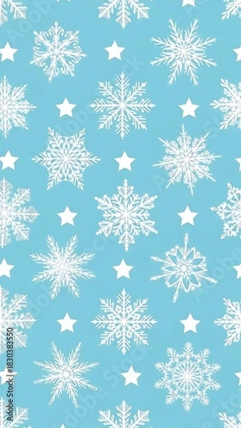 Fototapeta Winter Wonderland - A Festive Snowflake and Star Pattern.