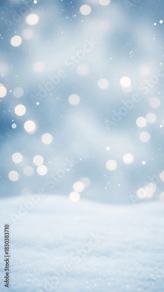 Obraz Winter wonderland scene with soft bokeh lights and snow.