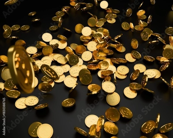 Obraz golden coins falling