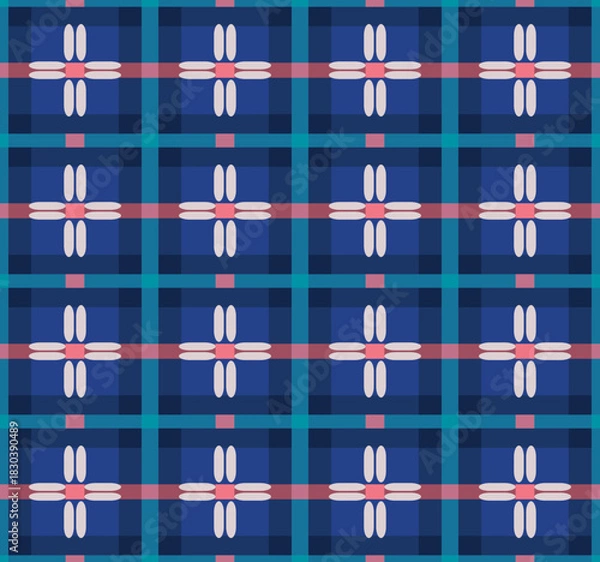 Obraz Japanese Embrodery Cross Net Vector Seamless Pattern