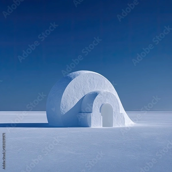 Fototapeta Snowy Igloo Structure In Winter Landscape