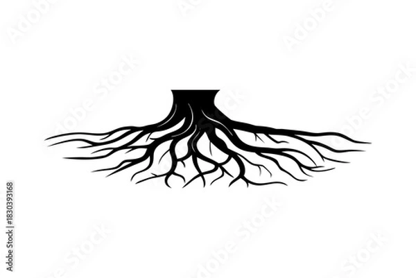 Fototapeta tree roots silhouette icon, vector, tree roots