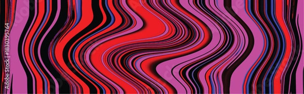 Obraz Multicolor glowing twisted lines on black background. Abstract psychedelic Vector illustration