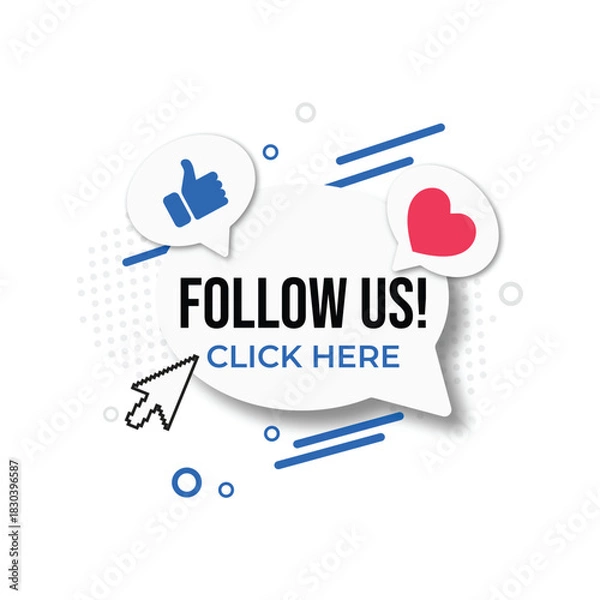 Obraz Follow us click here. Social media