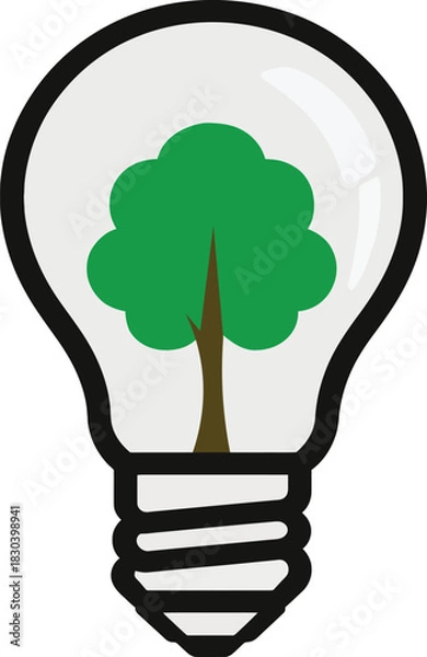 Obraz Renewable Green Energy Lightbulb Eco Friendly Vector Icon
