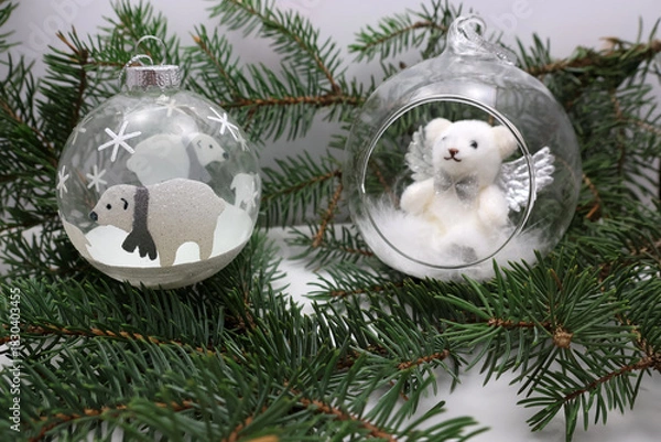 Obraz 2 boules de Noël à suspendre 