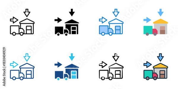Obraz Inbound logistics icon set multiple style vector collection 
