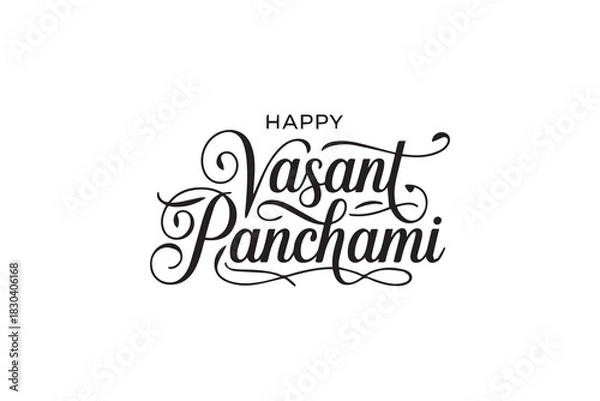 Fototapeta Elegant Vasant Panchami Typography – Black Calligraphy, Festival Lettering & Decorative Vector Design