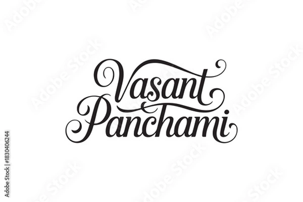 Fototapeta Elegant Vasant Panchami Typography – Black Calligraphy, Festival Lettering & Decorative Vector Design