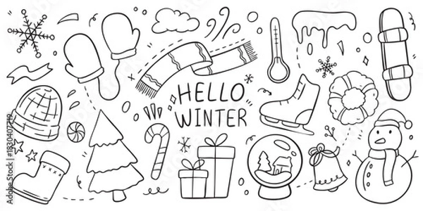 Obraz Winter doodle elements. Vector illustration