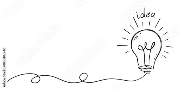 Obraz Idea bulb hand drawn doodle. Vector illustration