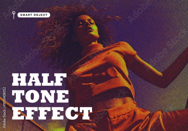 Obraz Retro Halftone Photo Effect Template for Vintage Comic Style Portraits