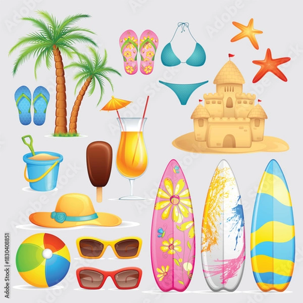 Obraz summer holidays elements vectors