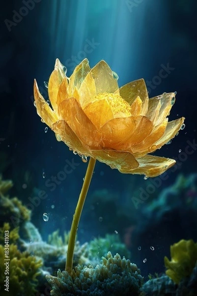 Fototapeta Golden Underwater Lotus Flower