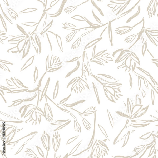 Obraz Neutral Colour Abstract Floral Seamless Pattern Design
