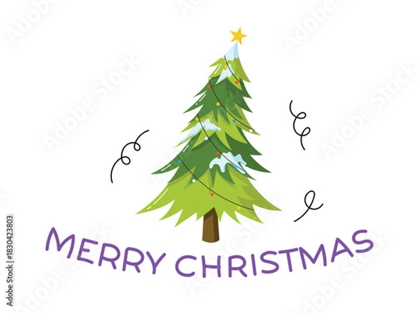 Obraz Merry Christmas Tree with Christmas ball, greeting card