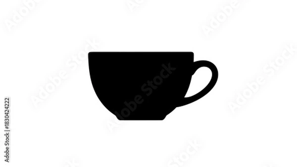 Fototapeta Black coffee cup isolated on transparent background, simple and minimalist