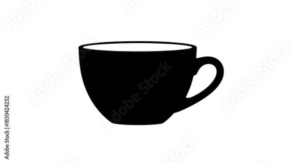 Fototapeta Black coffee cup isolated on transparent background, simple and elegant