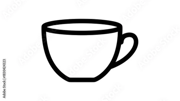 Fototapeta Simple line art drawing of a coffee cup isolated on transparent background