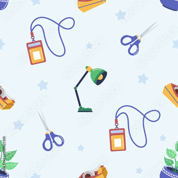 Obraz Flat stationary seamless pattern illustration