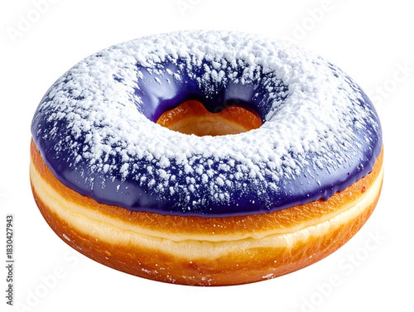 Fototapeta Untitled design - Blueberry Donut on Invisible Surface, Side Angle with Strong Back Rim Light and Sugar Texture.