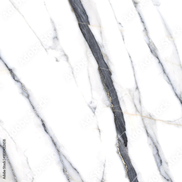 Fototapeta Luxury White Statuario Marble Texture Background with Bold Black and Grey Veins. Elegant Natural Stone Surface. Modern Minimalist Design for Kitchen Countertops, Flooring, and Premium Interiors.