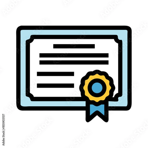 Obraz Graduation certificate with cap, university convocation program