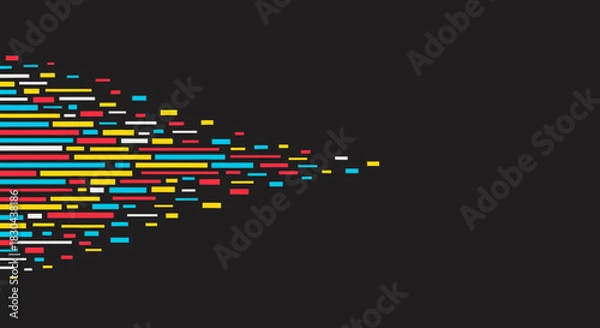 Obraz This modern abstract background features a dynamic composition of colorful horizontal bars, creating a sense of digital movement and technological advancement.