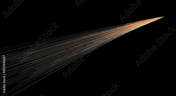 Obraz A dynamic abstract illustration featuring a radiant burst of light lines against a dark background, symbolizing speed, data, or futuristic energy.