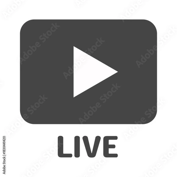 Obraz ライブ配信を表す四角形の再生アイコン