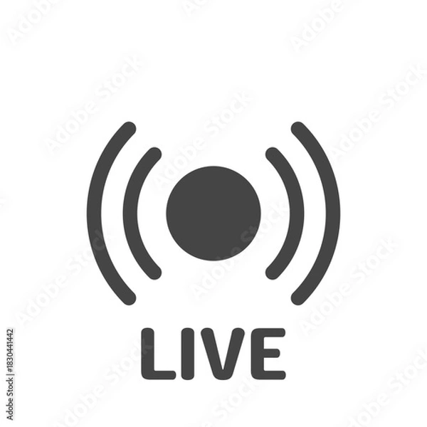 Obraz 電波を示すライブ配信中のシンプルアイコン