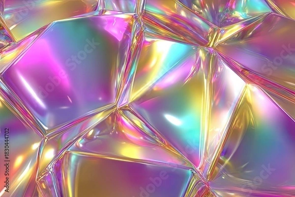 Fototapeta Abstract Geometric Holographic Pattern With Multicolored Texture