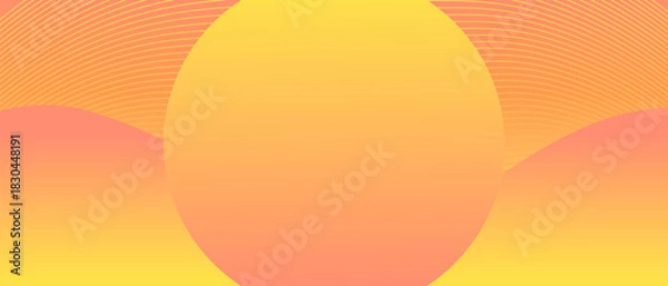 Obraz Abstract horizontal back with orange gradient wave, round, lines. Minimalistic back creating dynamic visual effect. Trendy volumetric 3d stripes design on gradient background. Features vector backdrop
