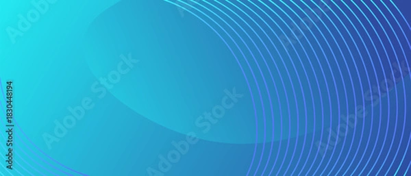 Obraz Abstract horizontal background with blue gradient wave lines. Minimalistic back creating dynamic visual effect. Trendy volumetric 3d stripes design on gradient background. Features vector backdrop.