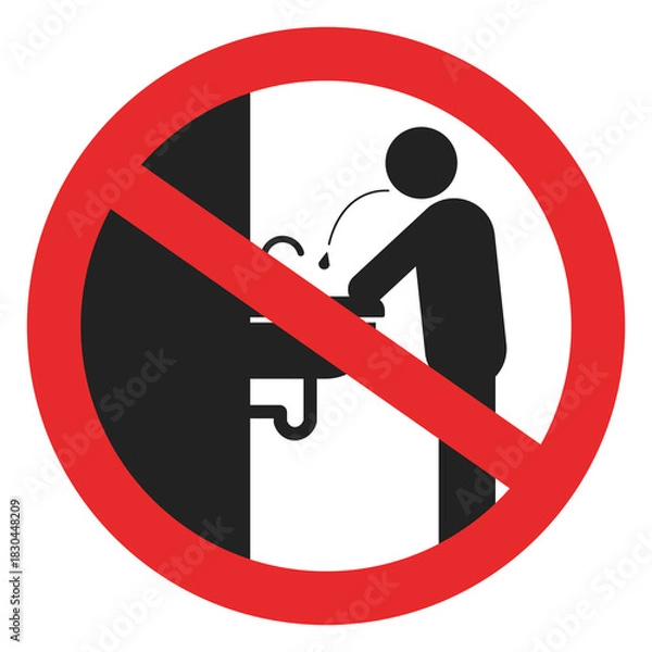 Fototapeta Isolated illustration of a silhouette of a sign prohibiting spitting in a sink. sign prohibiting spitting