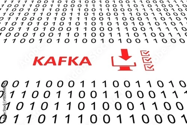 Fototapeta KAFKA concept binary code 3d illustration
