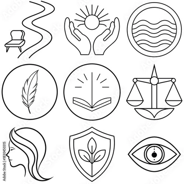 Fototapeta Thin line art winding path or route illustration