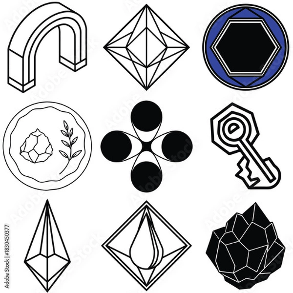 Fototapeta Abstract 3d isometric stone architecture symbol