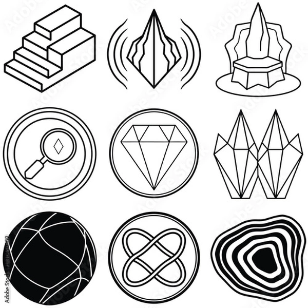 Fototapeta Abstract 3d isometric stone symbol with geometric shapes