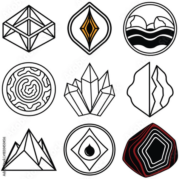 Fototapeta Abstract 3d isometric symbol with geometric shapes and vibrant colors