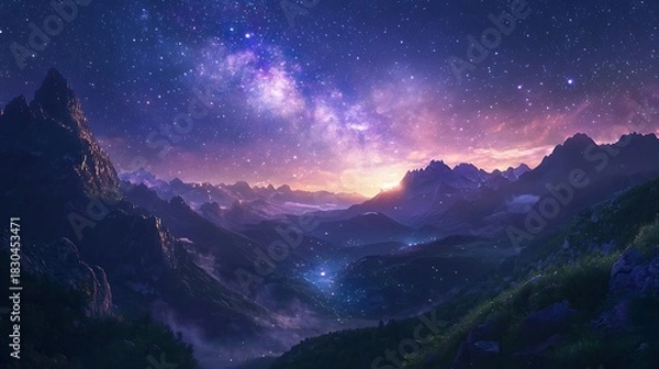 Obraz Breathtaking starlit scenery surrounding crystal lake high resolution picture