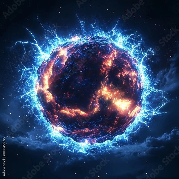 Obraz Cosmic energy orb blazing with molten currents high resolution picture