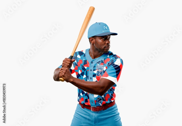 Fototapeta Baseball Player Batting Stance Mockup