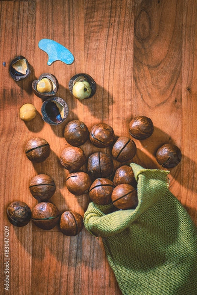 Obraz Macadamia nuts on table